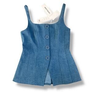 Veronica Beard Liana Tailored Button-up Stretch Denim Vest Top Sz 8
Clean Girl